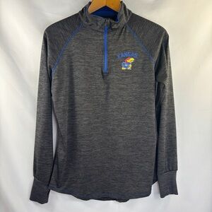 Colosseum Dark Gray KU Kansas Jayhawks Quarter Zip Pullover Women's Large